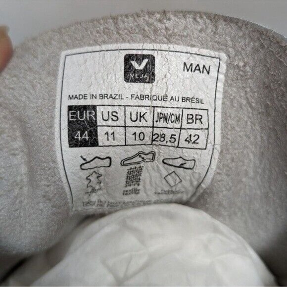 Veja V-10 Natural Gum Sole Leather Sneakers White 11 - Picture 6 of 8